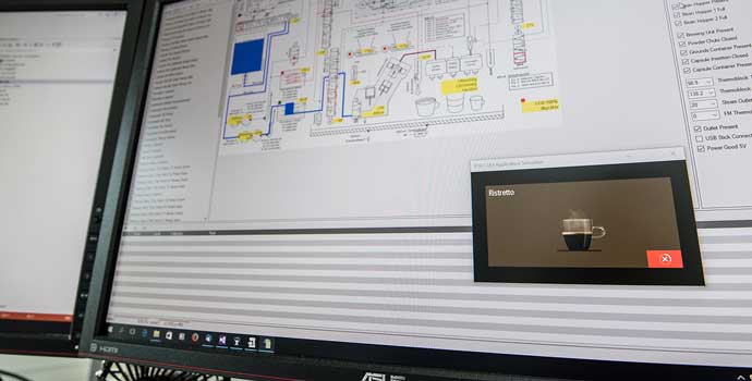 Software simulation of a coffee machine on a PC screen