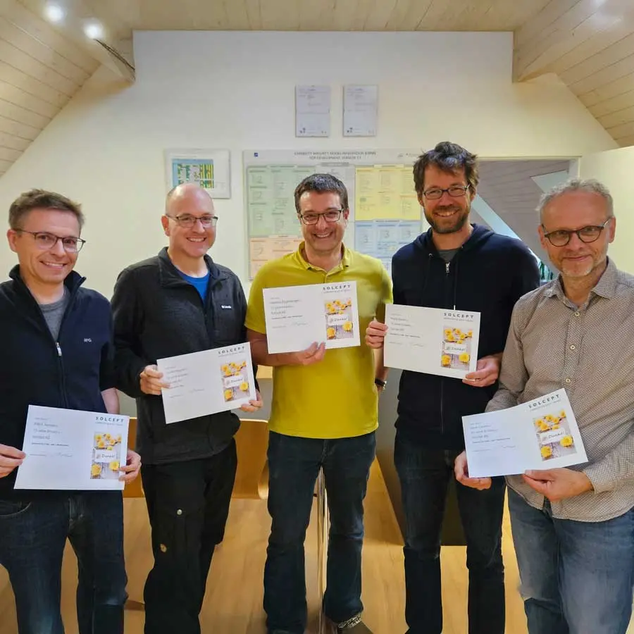 Solcept employees celebrating company anniversaries  