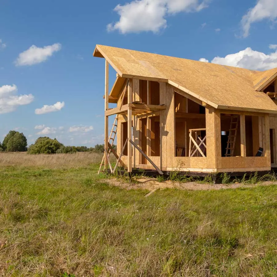 Shell of a wooden house
