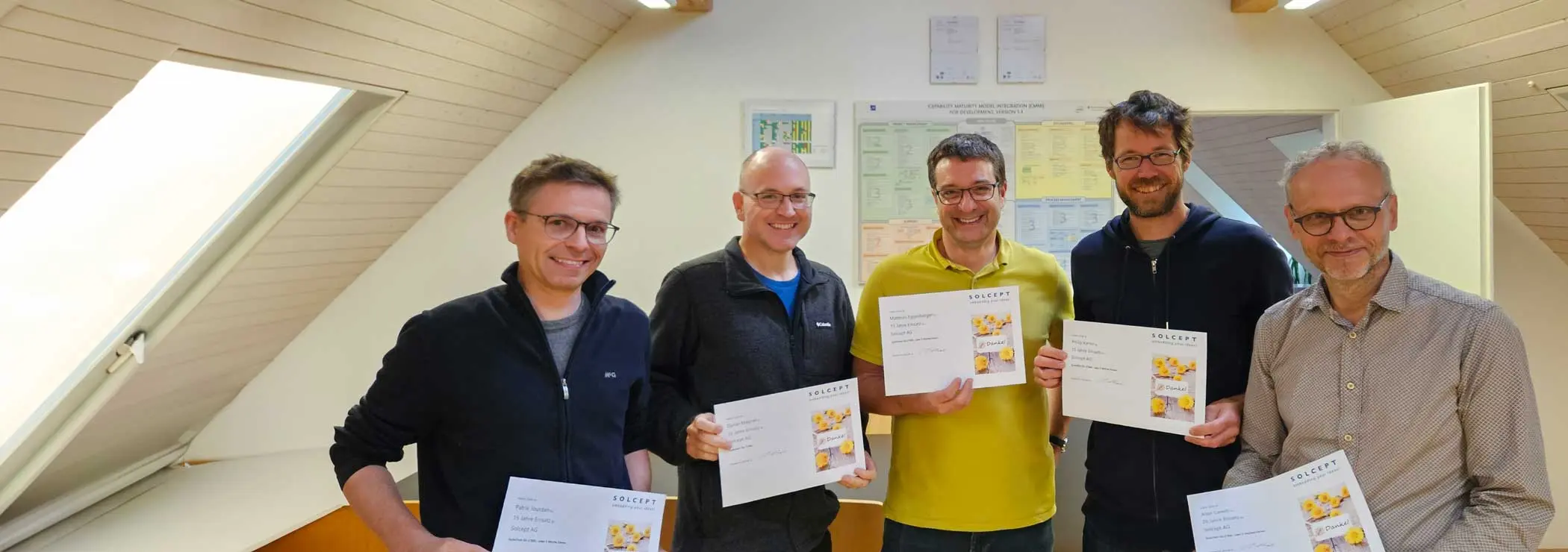 Solcept employees celebrating company anniversaries