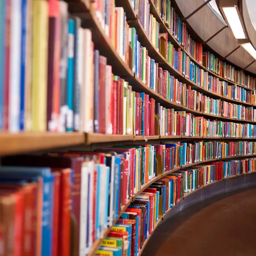 Book shelves in library