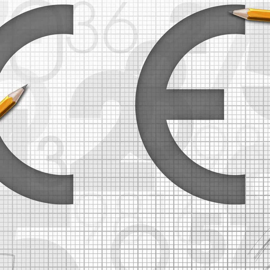 Drawing of the CE mark with pencils