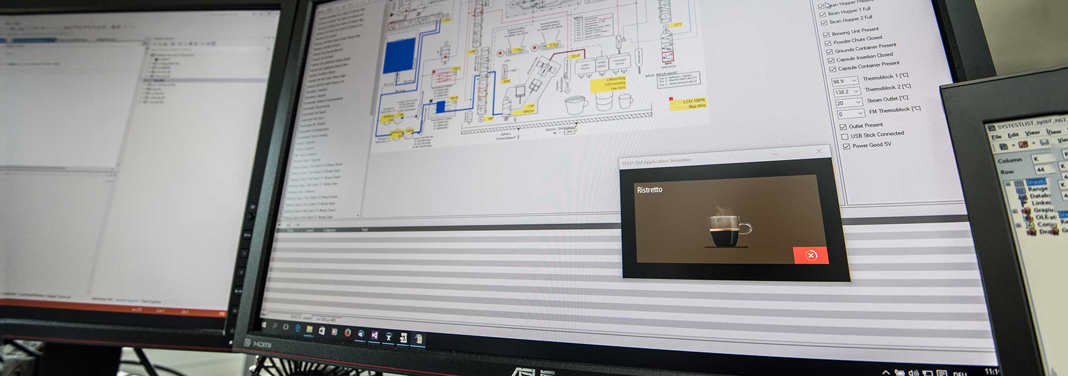 Software simulation of a coffee machine on a PC screen