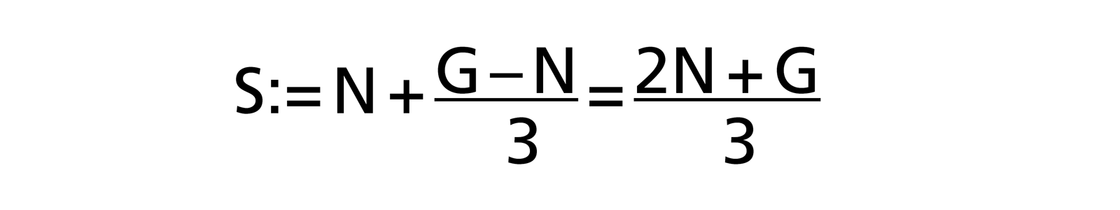 Schätzformel nach Reiter (Optimismus Korrektur): S:= (2N + G) / 3