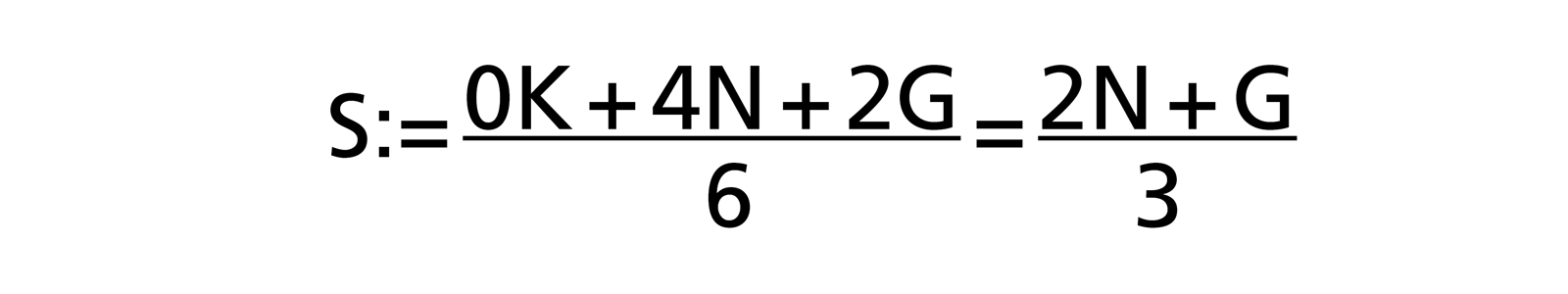 Estimation formula two-point estimation: S:= (0K + 4N + 2G) / 6 = (2N + G) / 3