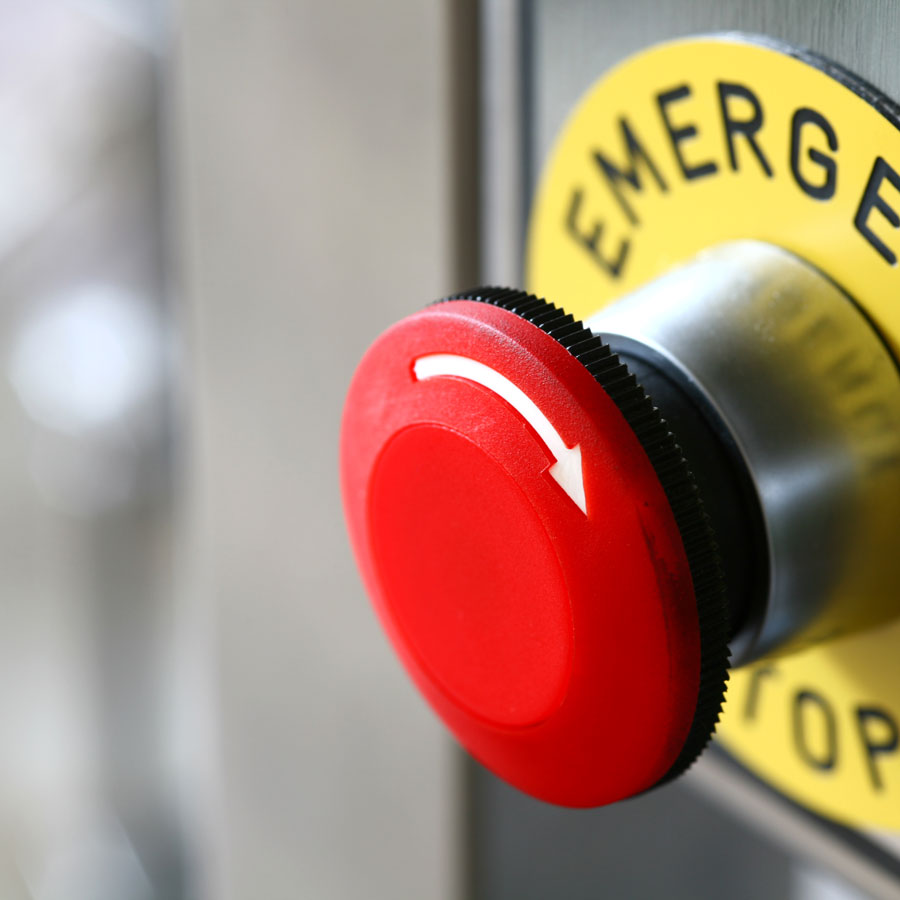 Red emergency stop button
