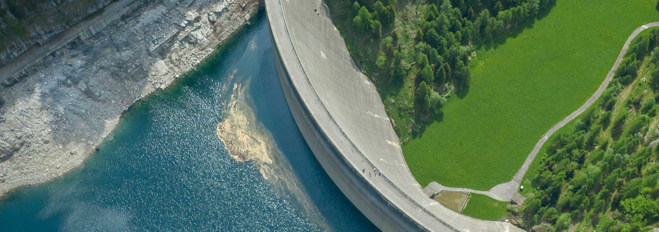 Reservoir and dam from above