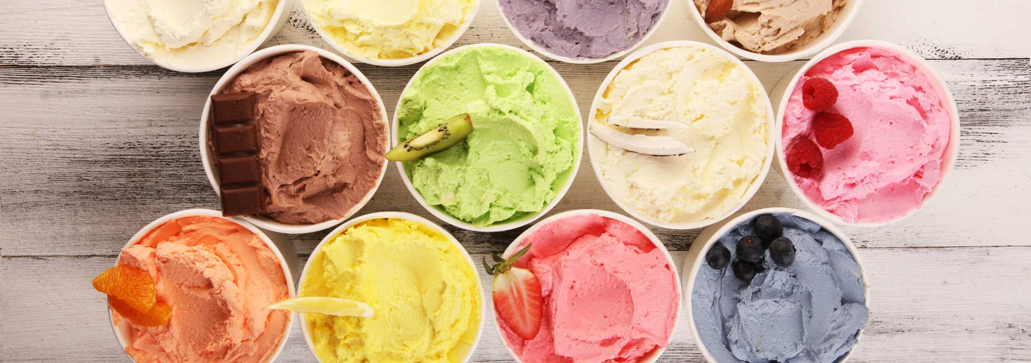 Ice cream flavors in cups